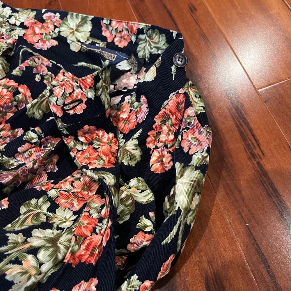 Vintage Herman Geist Floral Print Corduroy Skirt A-line Long Midi Size 12 - Picture 4 of 8